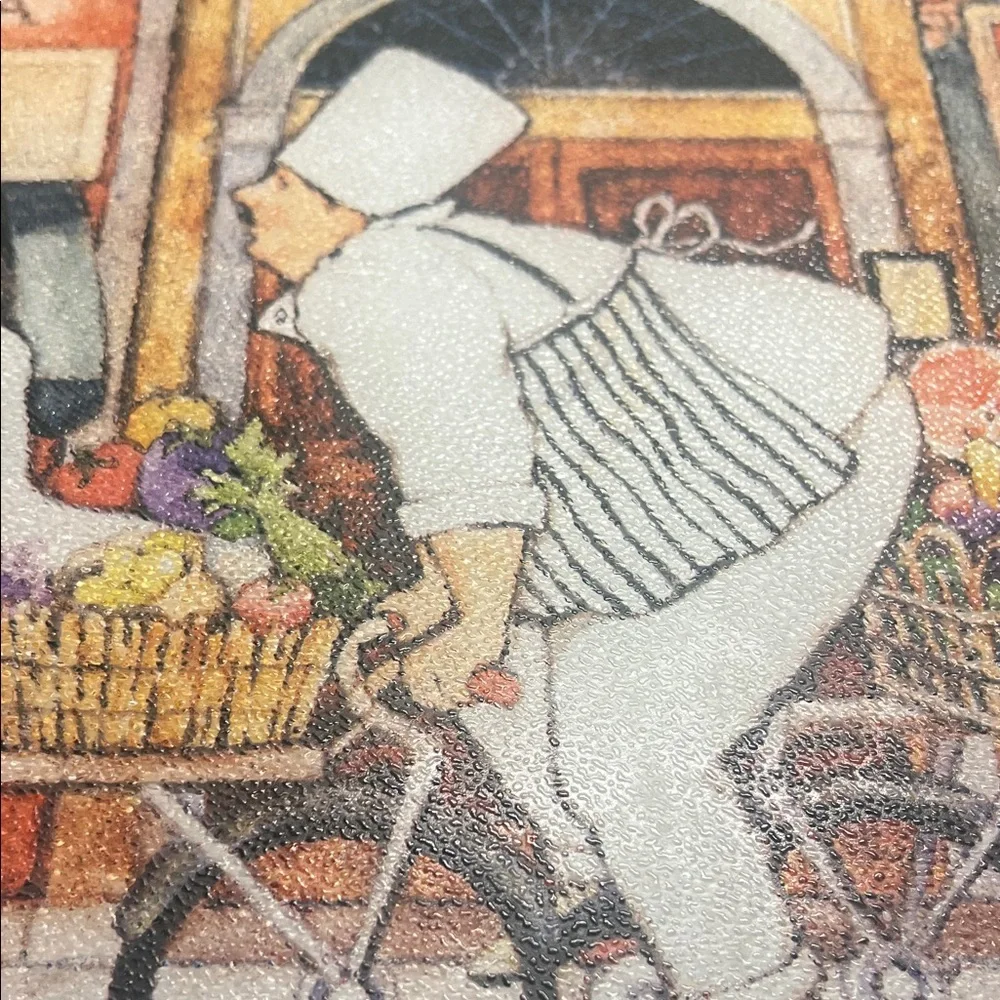 12x15 Colorful Chef on Bike Tempered Glass cutting board. Adorable print.